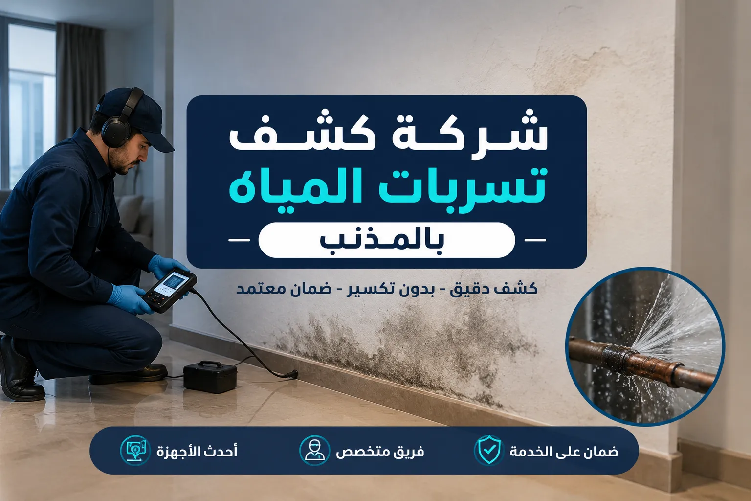كشف تسربات المياه بالمذنب