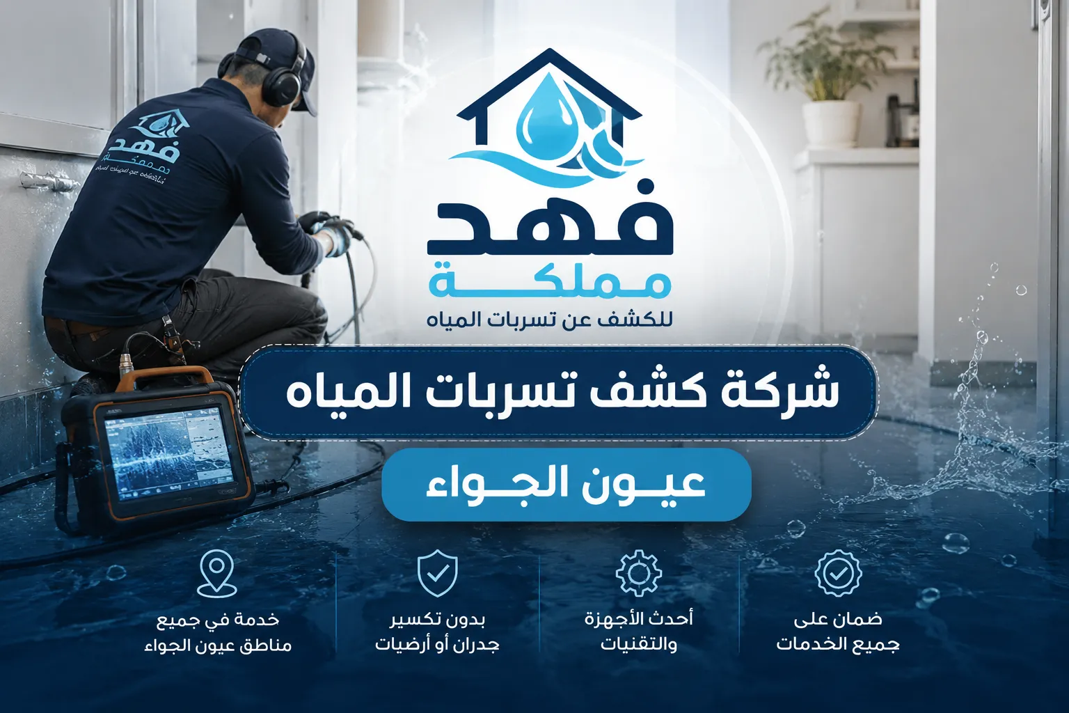 كشف تسربات المياه عيون الجواء